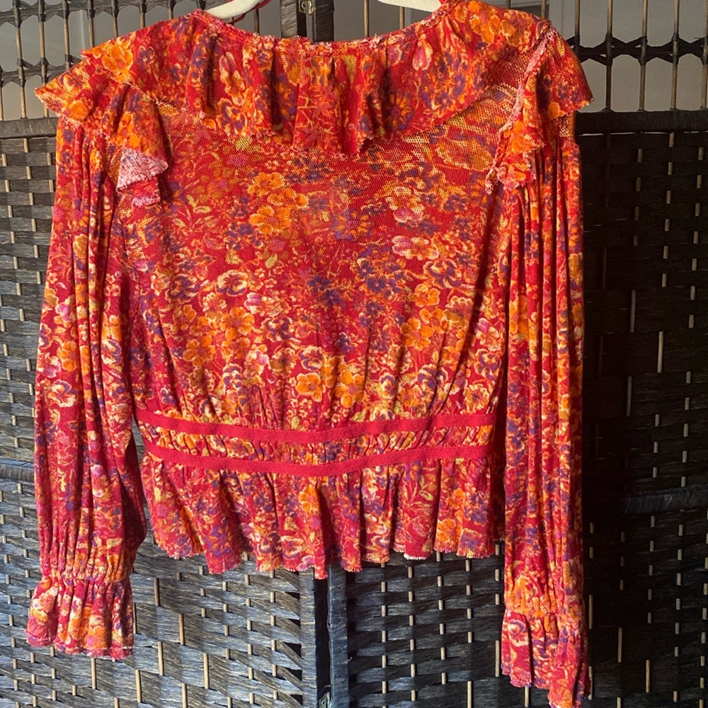 Free People Rudi Ruffle Floral Mix Blouse - Picture 3 of 9